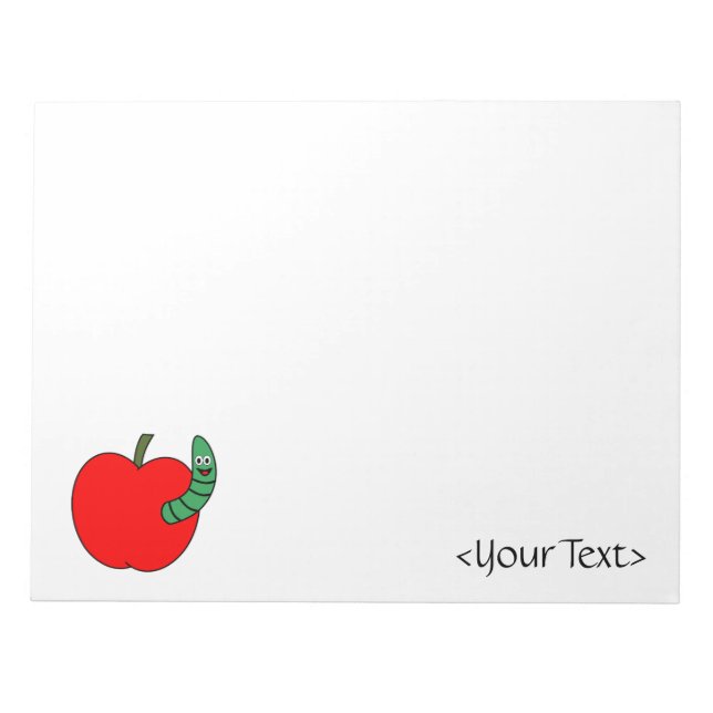 Red Apple Green Worm Notepad (Front)