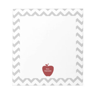 Red Apple Grey Chevron Teacher Notepad