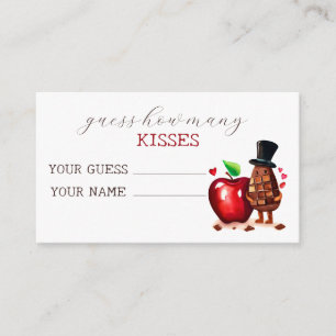 Red Apple guess how many kisses bridal game Enclosure Card