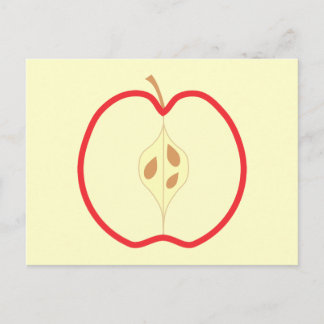 Red Apple Half, on cream background. Postcard