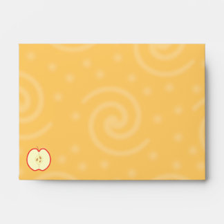 Red Apple Half. Swirl Pattern Background. Envelopes