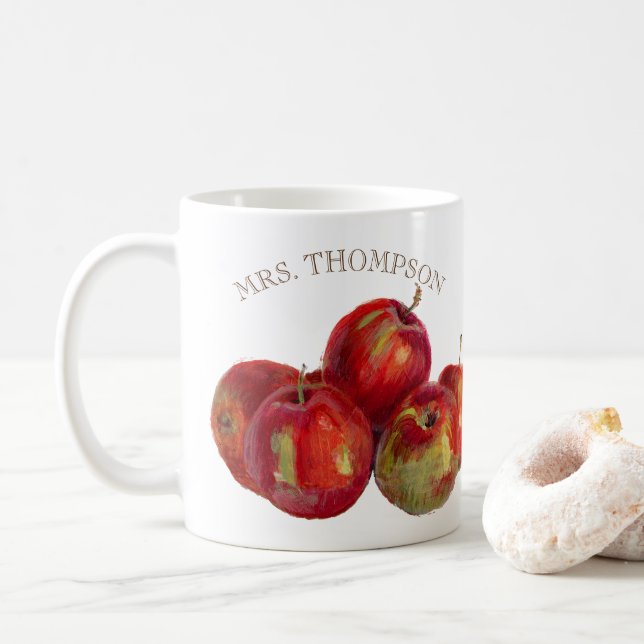Red Apple Harvest Add Name Coffee Mug (With Donut)