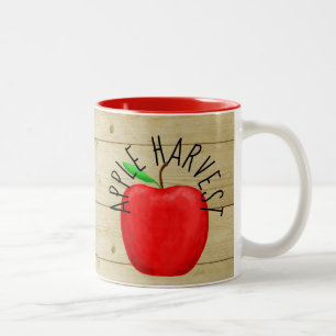 Red Apple Harvest Wooden Sign Mug