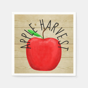 Red Apple Harvest Wooden Sign Paper Napkins