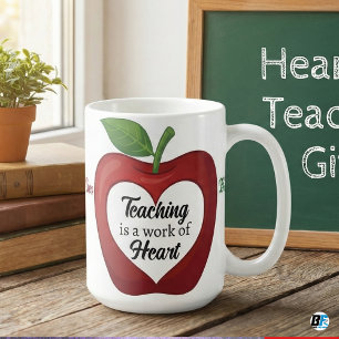 Red Apple Heart Teacher Quote Thank You Gift Coffee Mug