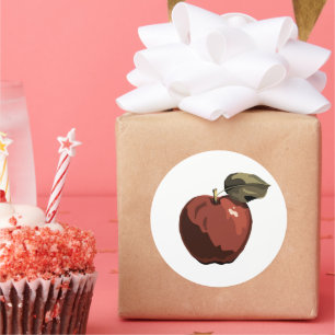 Red apple illustration classic round sticker