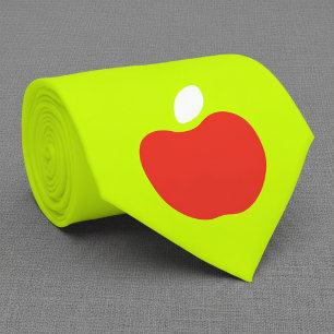 red apple in neon yellow tie
