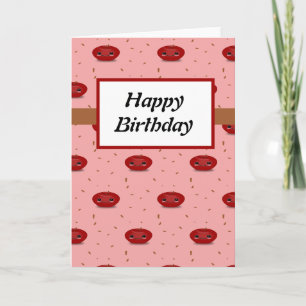 Red apple kawaii fruit card
