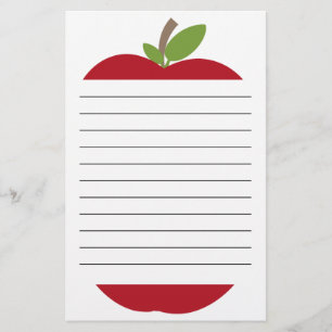 Red Apple Lined Stationery