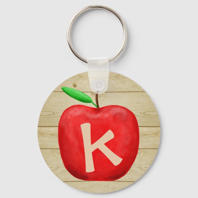 Red Apple Monogram Key Ring (Front)