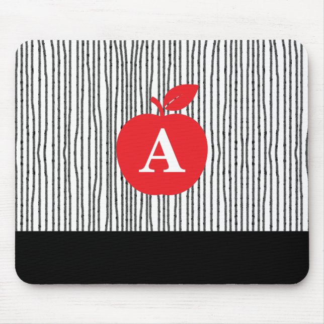 Red Apple Monogram Mouse Mat (Front)