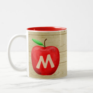 Red Apple Monogram Two-Tone Coffee Mug