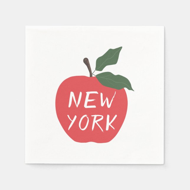 Red apple New York party Napkin (Front)