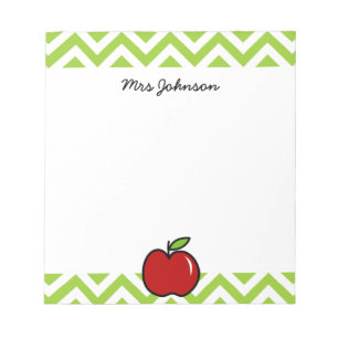 Red apple notepad for teacher Personalized name