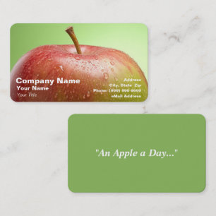 Red Apple on Green Background Business Card