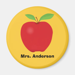 Red Apple on Yellow background and personalised Magnet