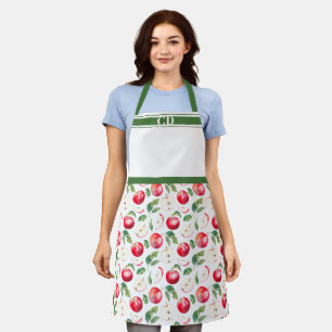 Red Apple Orchard All-Over Print Monogram Apron