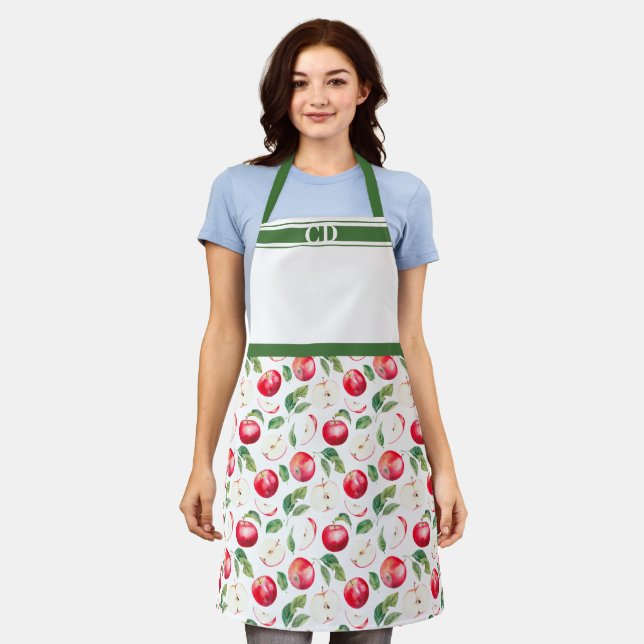 Red Apple Orchard All-Over Print Monogram Apron (Worn)