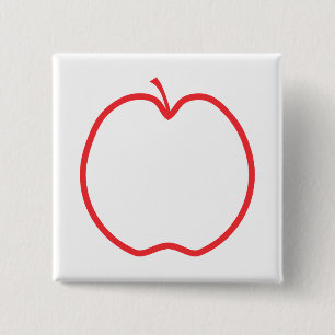 Red Apple Outline. 15 Cm Square Badge
