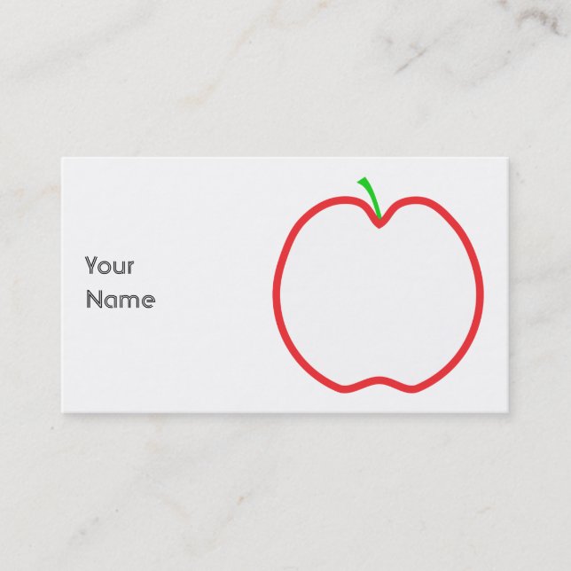 Red Apple Outline. White centre, Green stem. Business Card (Front)