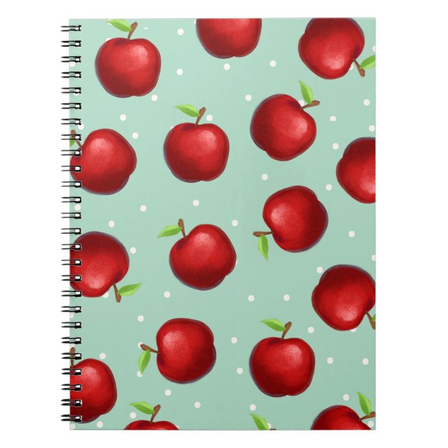 Red Apple Pattern Notebook Journal (Front)