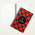 Red Apple Pattern, Personalised Teacher Planner<br><div class="desc">The design on this planner is perfect for any teacher.  It features a red apple pattern as the background and a black circle offering custom text for the teachers name.</div>