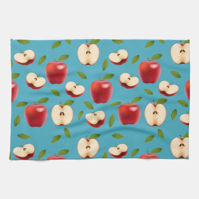 Red Apple Pattern Tea Towel (Horizontal)