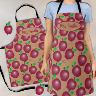 Red Apple Pattern Teacher All-Over Print Apron