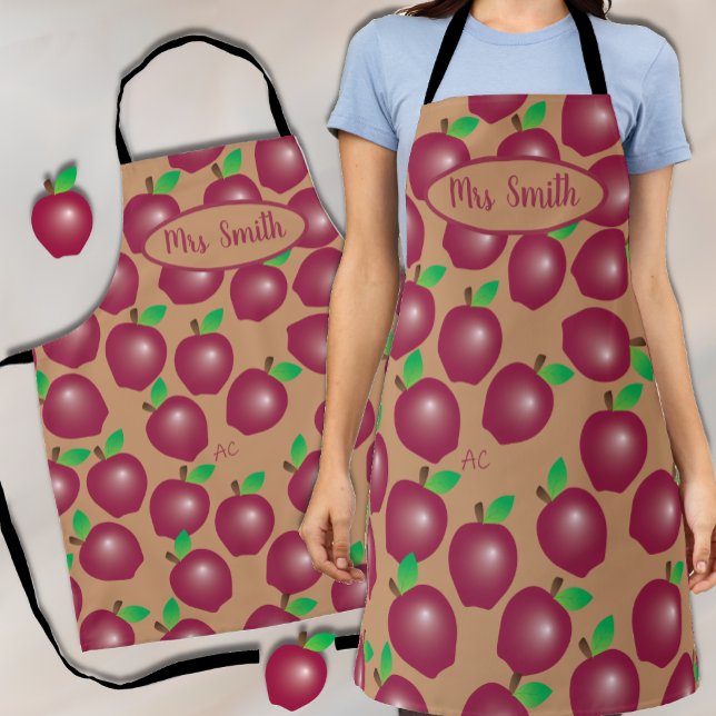 Red Apple Pattern Teacher All-Over Print Apron (Creator Uploaded)