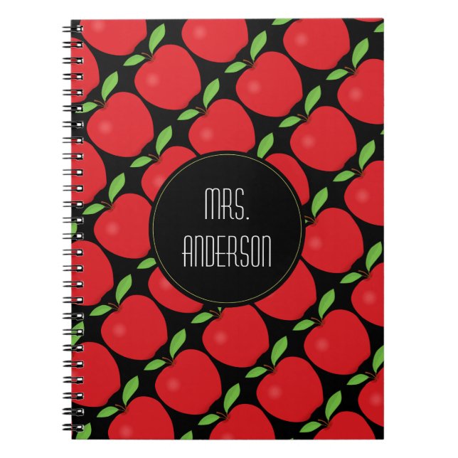 Red Apple Pattern, Teacher Notebook (Front)