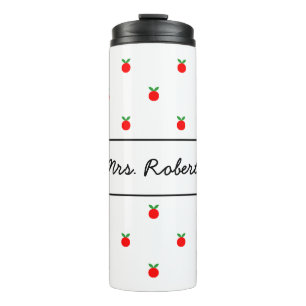 Red apple pattern thermal tumbler mug for teacher