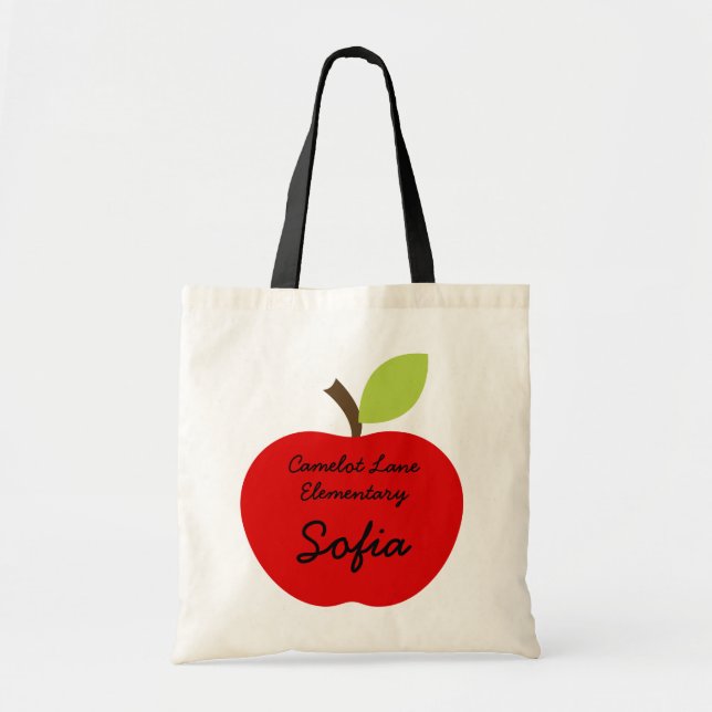 Red Apple Personalised Homeschool Book Bag (Front)