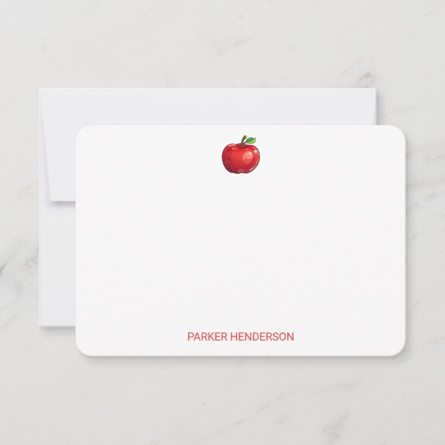 Red Apple Personalised Kids Stationery Thank You Card (Front)