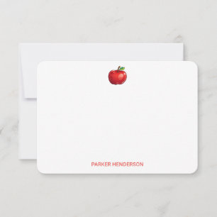 Red Apple Personalised Kids Stationery Thank You Card
