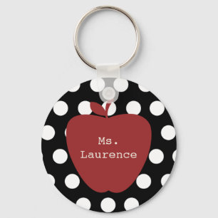 Red Apple & Polka Dot Teacher Key Ring