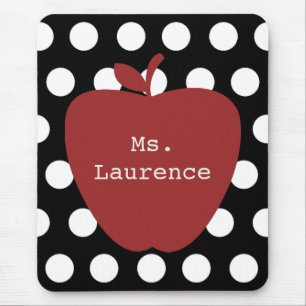 Red Apple & Polka Dot Teacher Mouse Mat