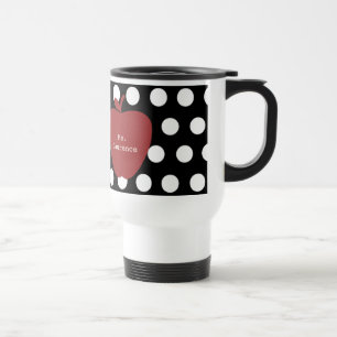 Red Apple & Polka Dot Teacher Travel Mug
