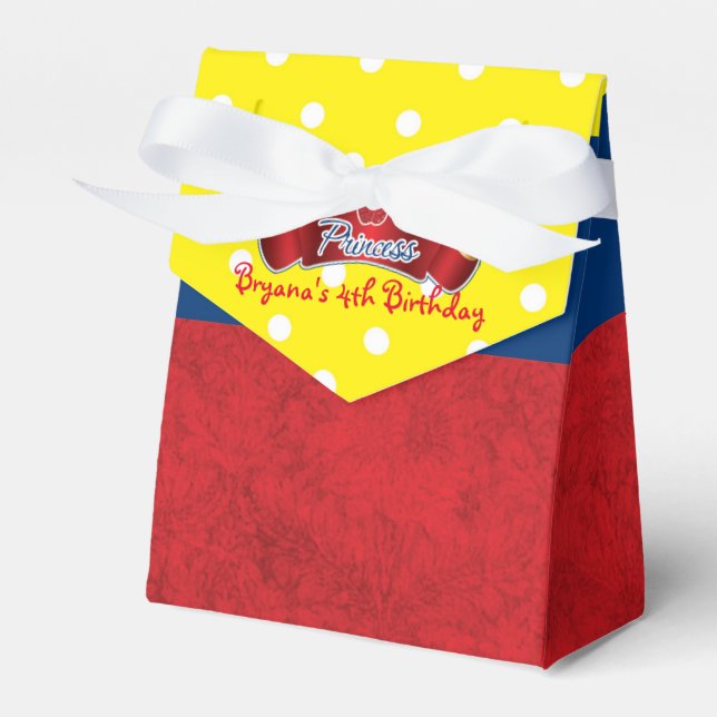 Red Apple Princess Birthday Party Favour Boxes (Front Side)