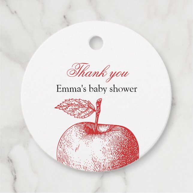 Red Apple Round Favour Tag (Front)