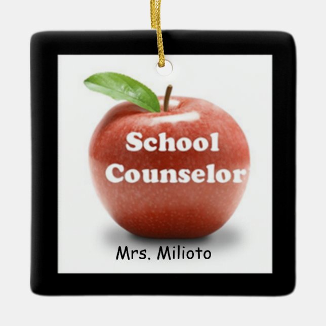 Red Apple School Counselor Christmas Ornament (Front)
