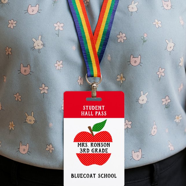 Red Apple School teacher or student pass ID Badge (Creator Uploaded)