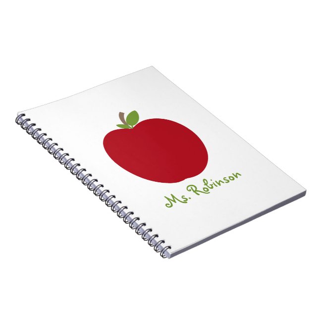 Red Apple Spiral Notebook For Teachers (Right Side)