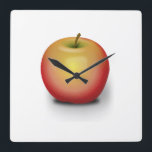 Red apple square wall clock<br><div class="desc">Photorealistic red apple</div>