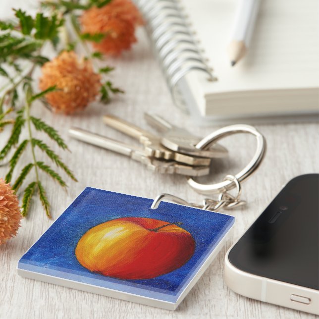 Red Apple - Still Life Painting Key Ring (Front Right)