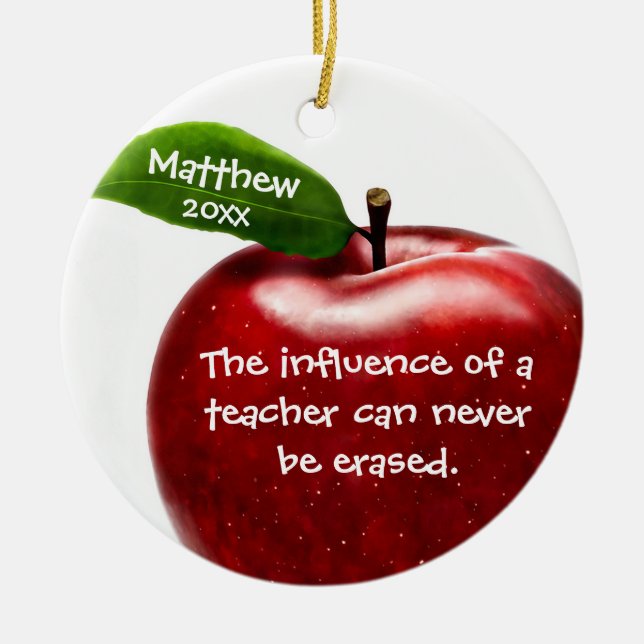 Red Apple Teacher Appreciation Gift Ceramic Tree Decoration (Front)