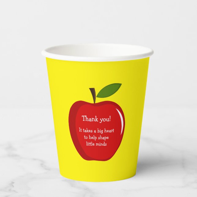 Red Apple Teacher Appreciation Paper Cups (Front)