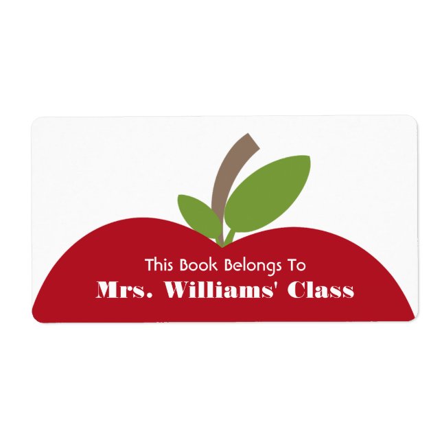 Red Apple Teacher Bookplate For Classroom (Front)