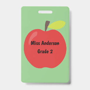Red Apple Teacher Custom Classroom ID Badge