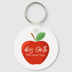 Red Apple Teacher Keyring, Thank You Teacher Gift, Key Ring