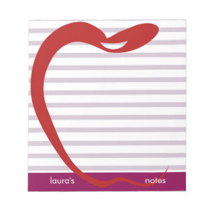 Red Apple Teacher Personalised Pink lines Notepad